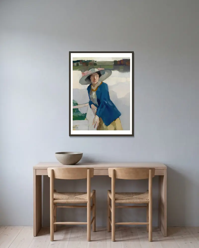 Frieda am Langenbürger See (c1909) av Leo Putz inramad på en vägg
