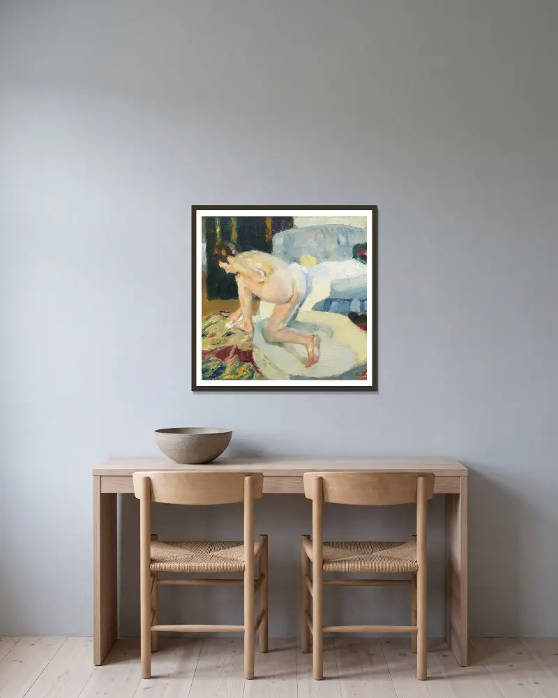 W wannie I, Leo Putz w ramie na ścianie