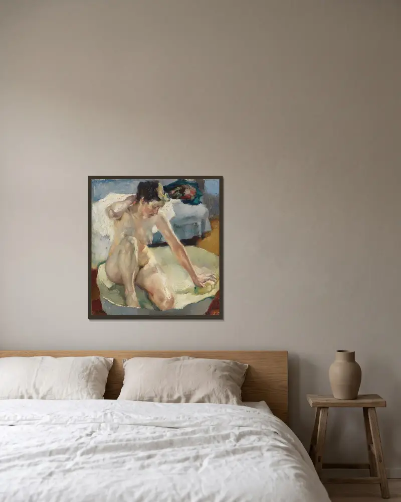 I badkaret II av Leo Putz inramad på en vägg