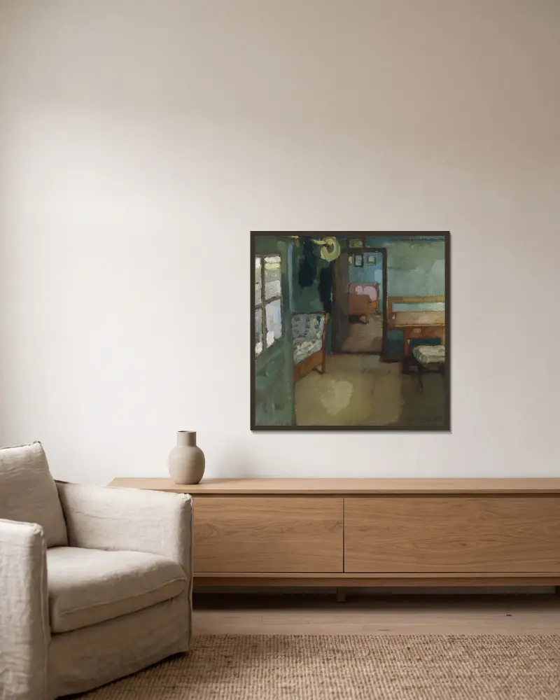 Interieur von Leo Putz gerahmt an einer Wand