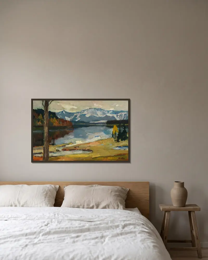Kampenwand VI von Leo Putz gerahmt an einer Wand