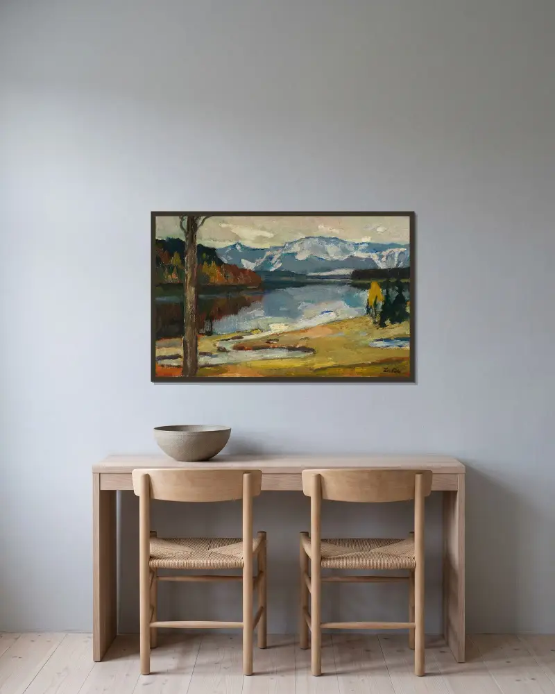Kampenwand VI von Leo Putz gerahmt an einer Wand