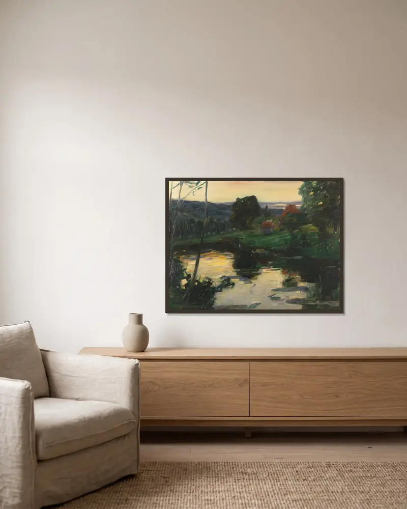 Krajina u jezer Osterseen, Leo Putz v rámu na stěně