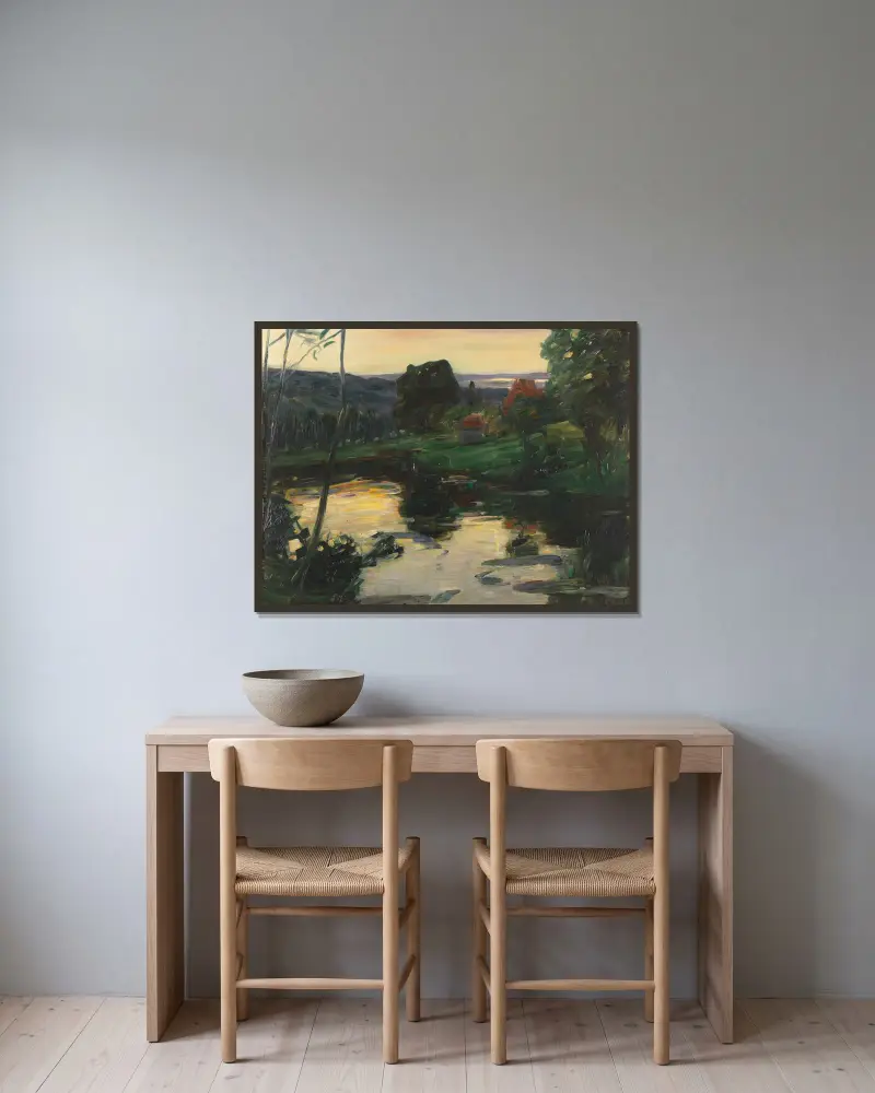 Krajina u jezer Osterseen, Leo Putz v rámu na stěně