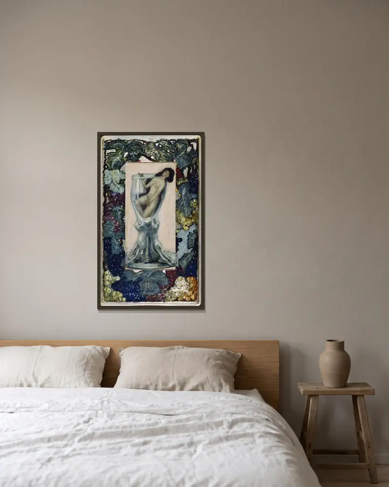 Flicka i glas av Leo Putz inramad på en vägg