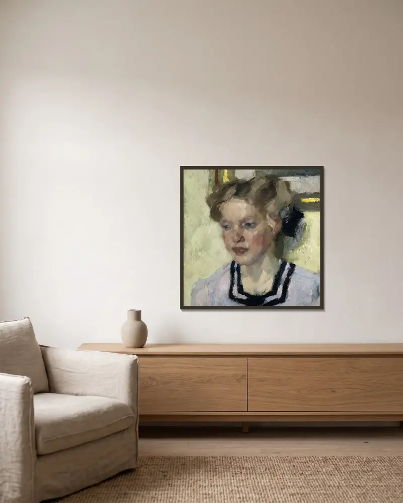 Portrait of Mina Hasch av Leo Putz inramad på en vägg