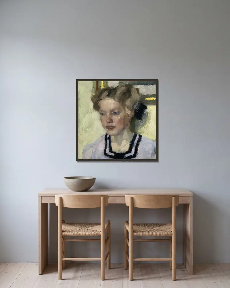 Portrait of Mina Hasch av Leo Putz inramad på en vägg