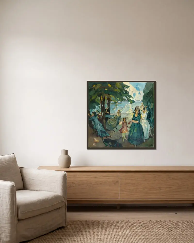 Regatta von Leo Putz gerahmt an einer Wand