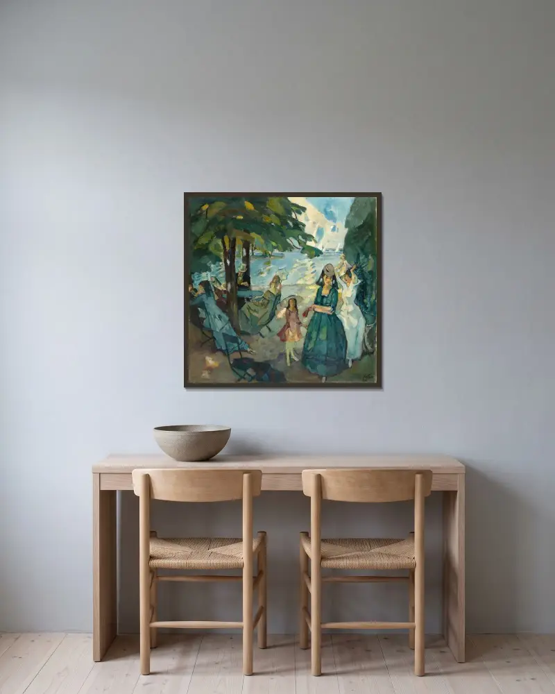 Regatta von Leo Putz gerahmt an einer Wand