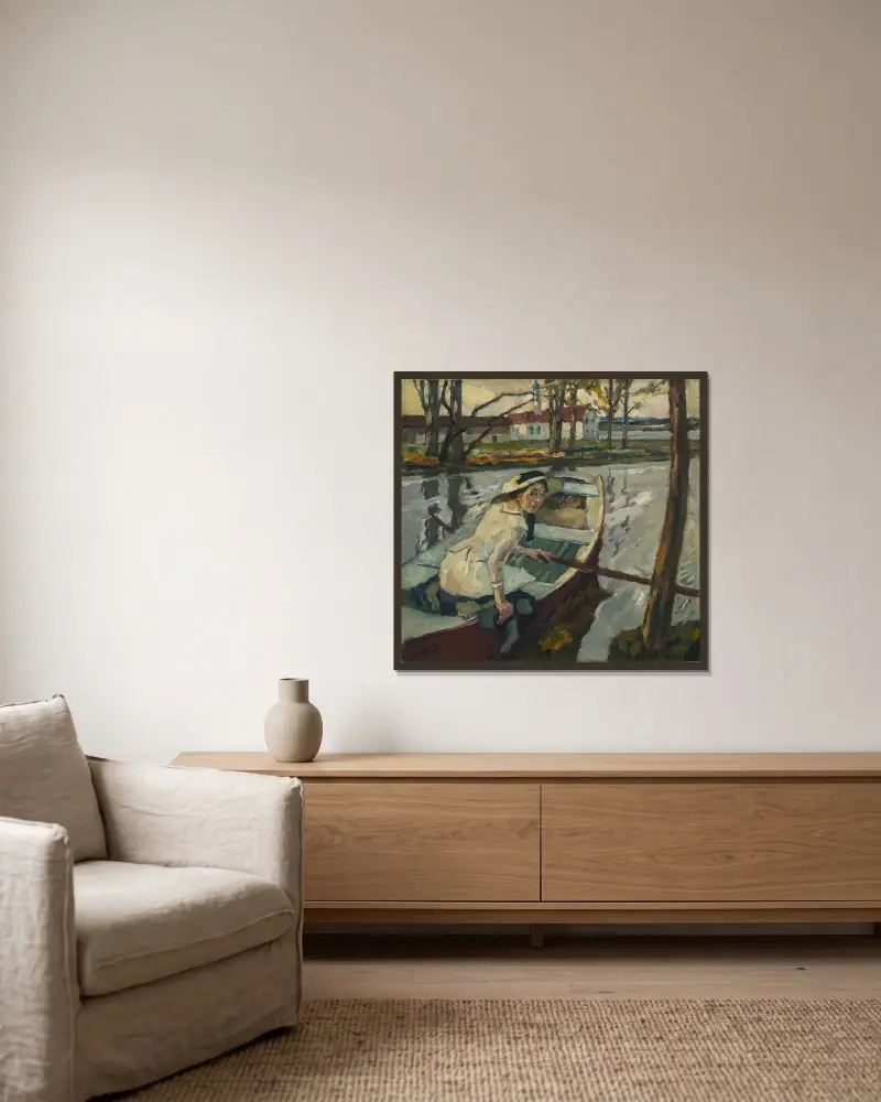 Ruderpause (Hartmannsberg) av Leo Putz inramad på en vägg