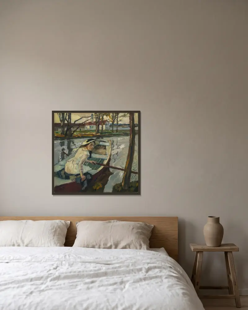 Ruderpause (Hartmannsberg) av Leo Putz inramad på en vägg
