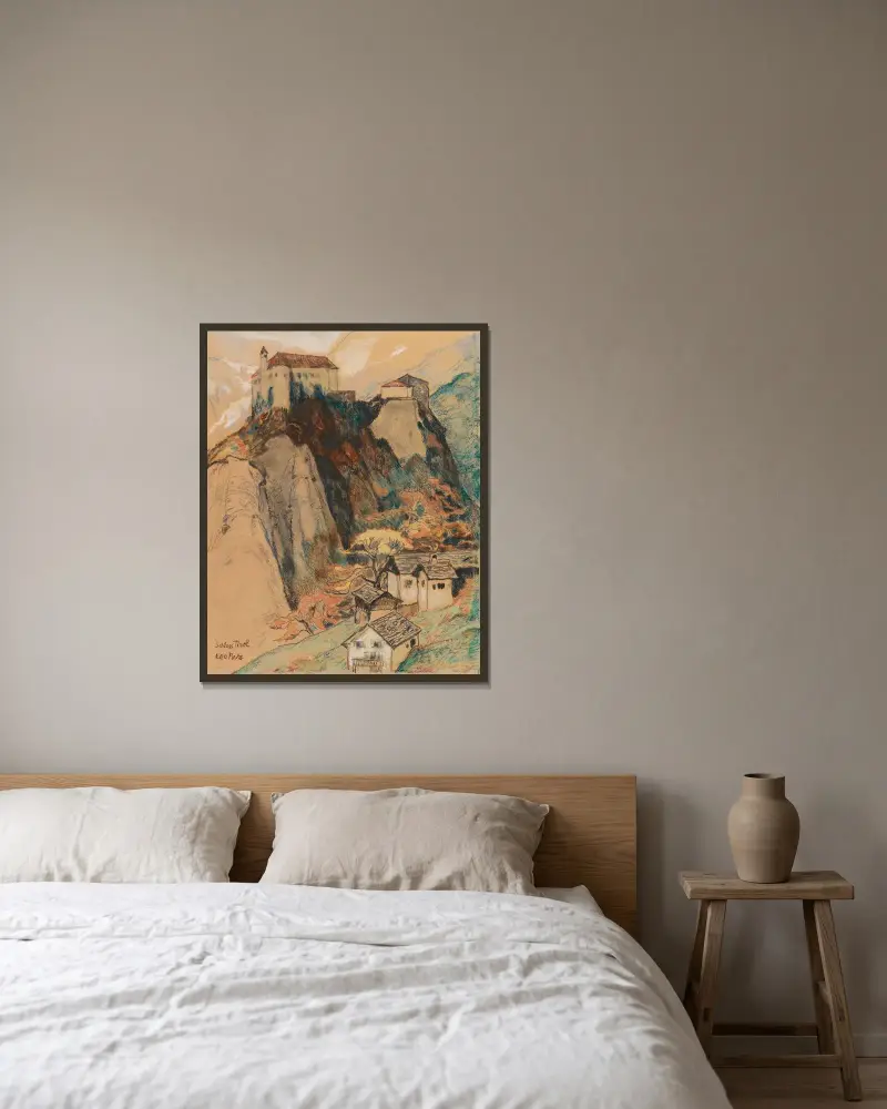 Schloss Tirol von Leo Putz gerahmt an einer Wand