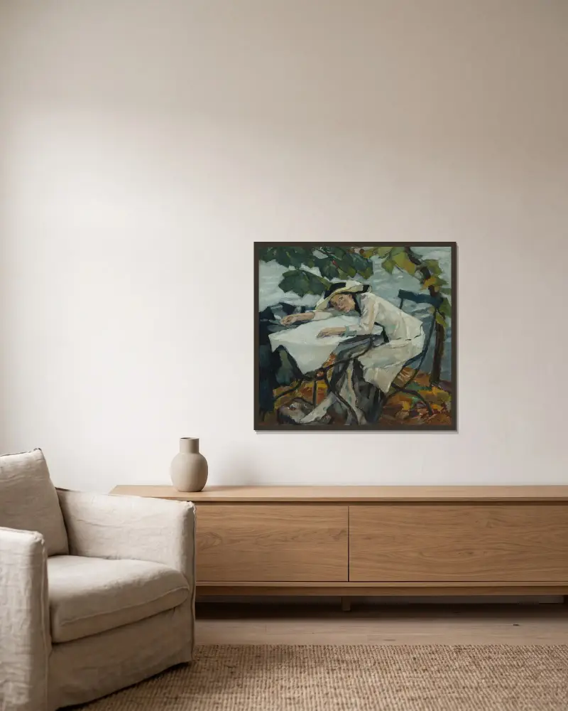 Sommar (Hartmannsberg) av Leo Putz inramad på en vägg