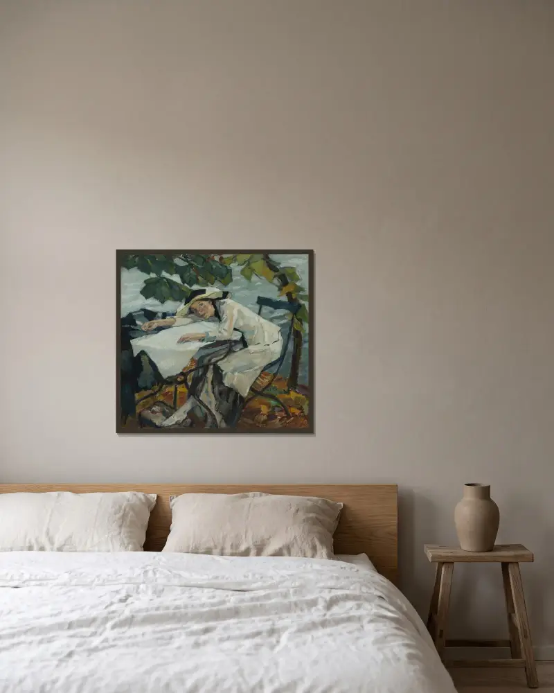 Sommar (Hartmannsberg) av Leo Putz inramad på en vägg