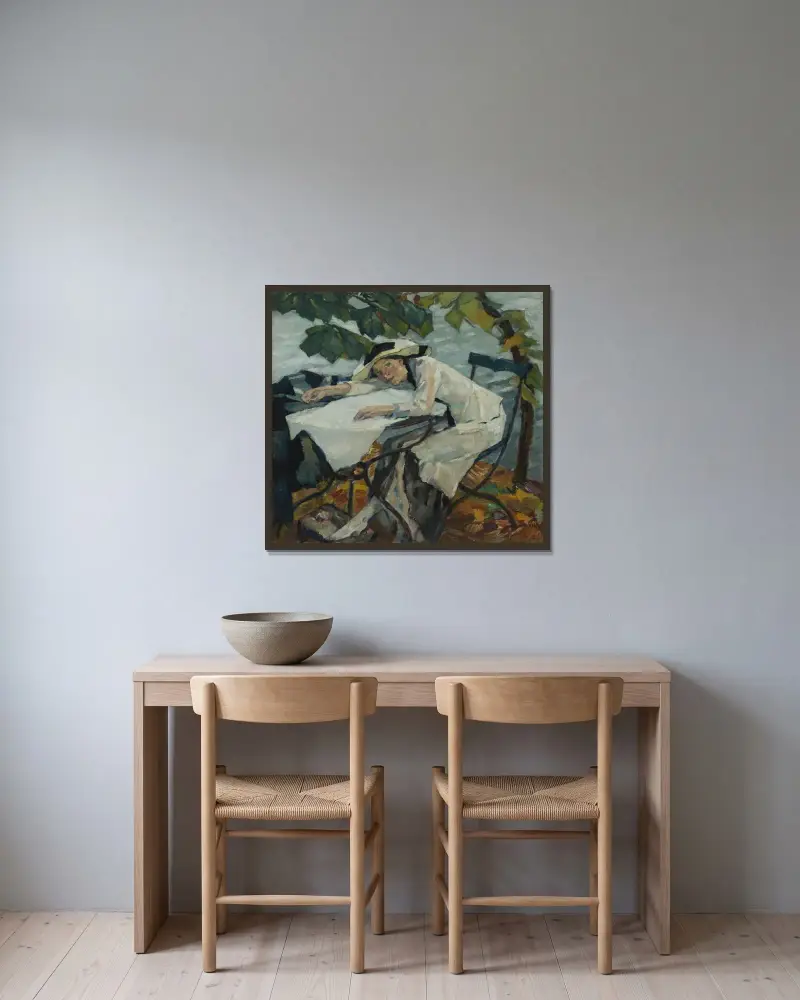 Sommar (Hartmannsberg) av Leo Putz inramad på en vägg