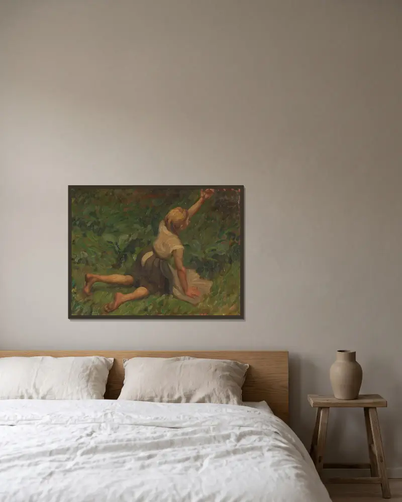 Studie till Askungen av Leo Putz inramad på en vägg