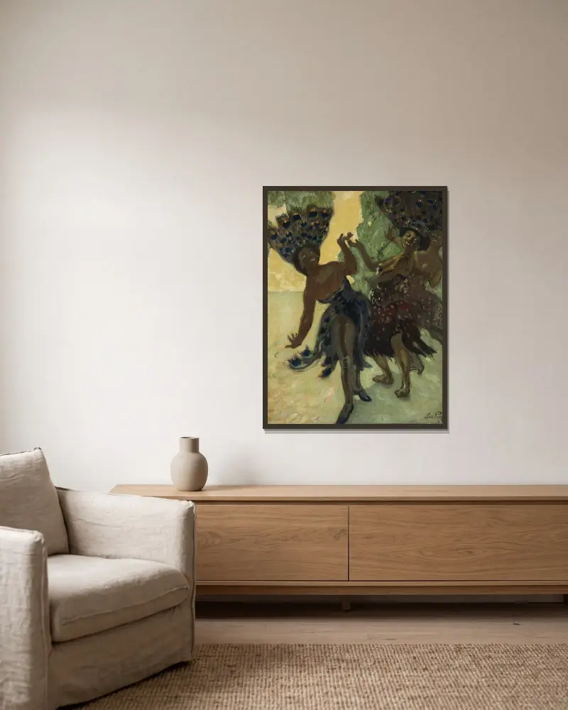Tanzende Negerinnen von Leo Putz gerahmt an einer Wand