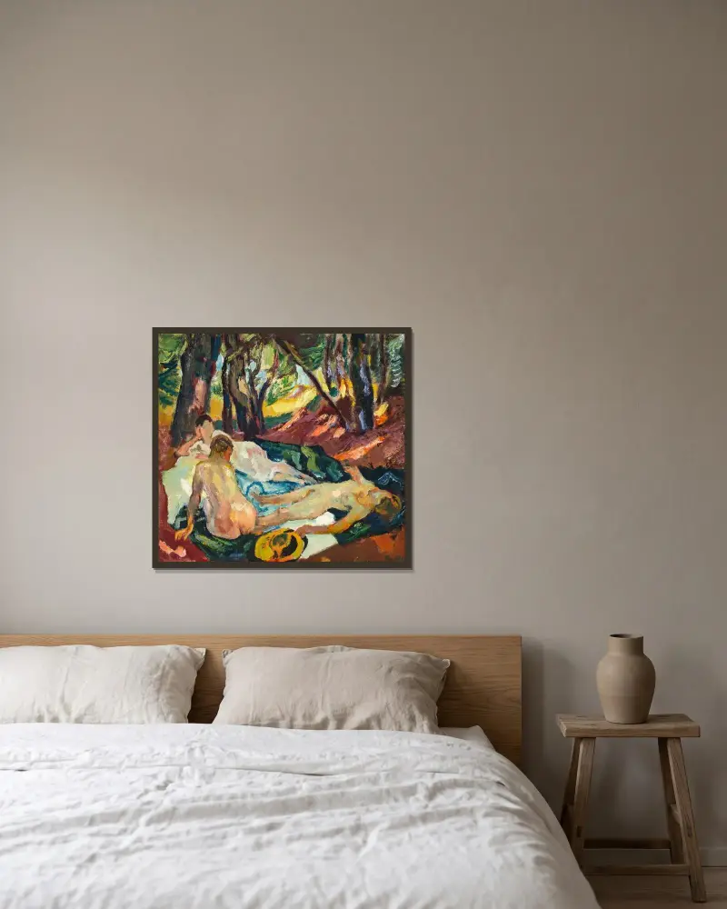 Waldesruhe av Leo Putz inramad på en vägg