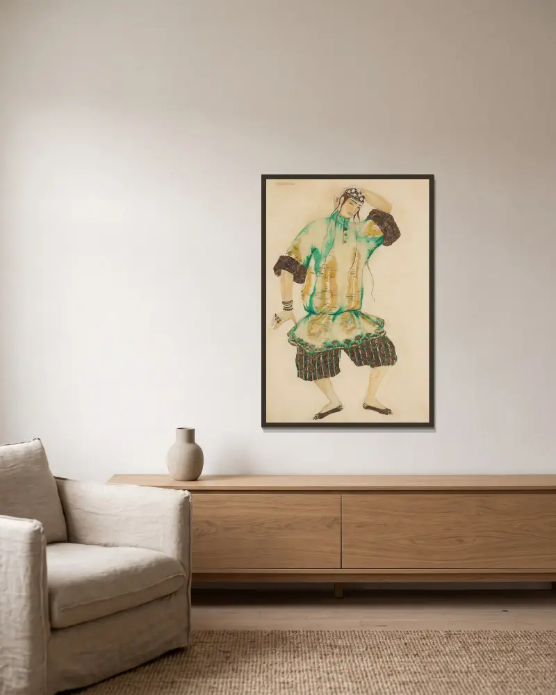 Asiatisk man av Léon Bakst inramad på en vägg