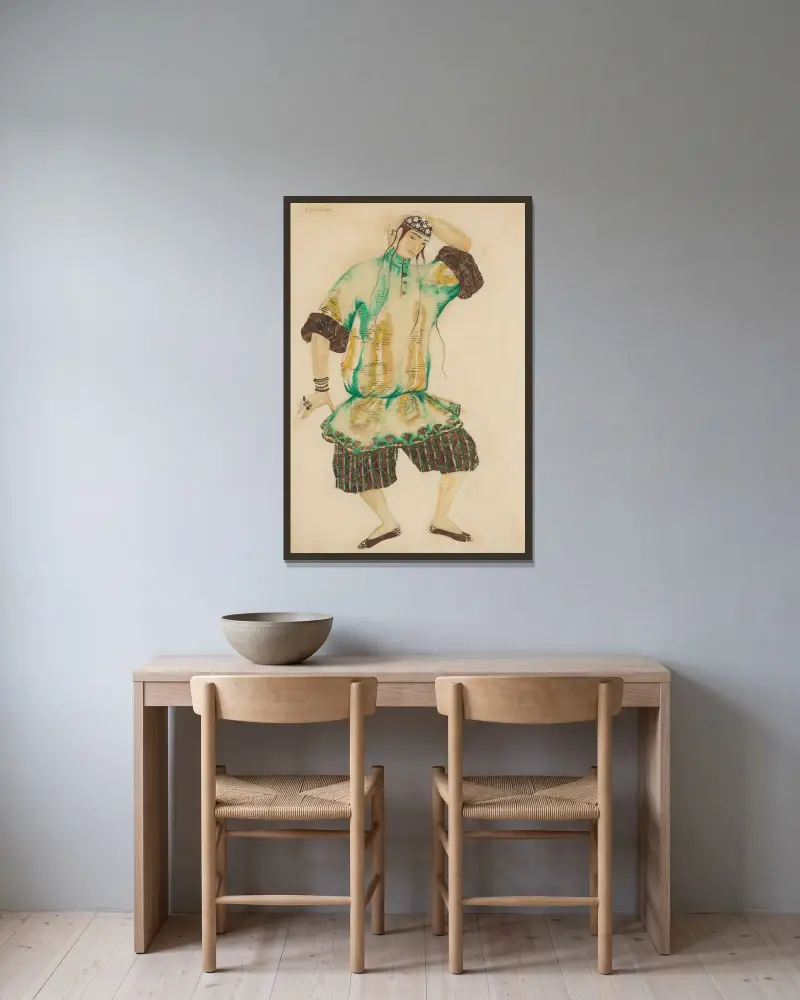 Asiatisk man av Léon Bakst inramad på en vägg