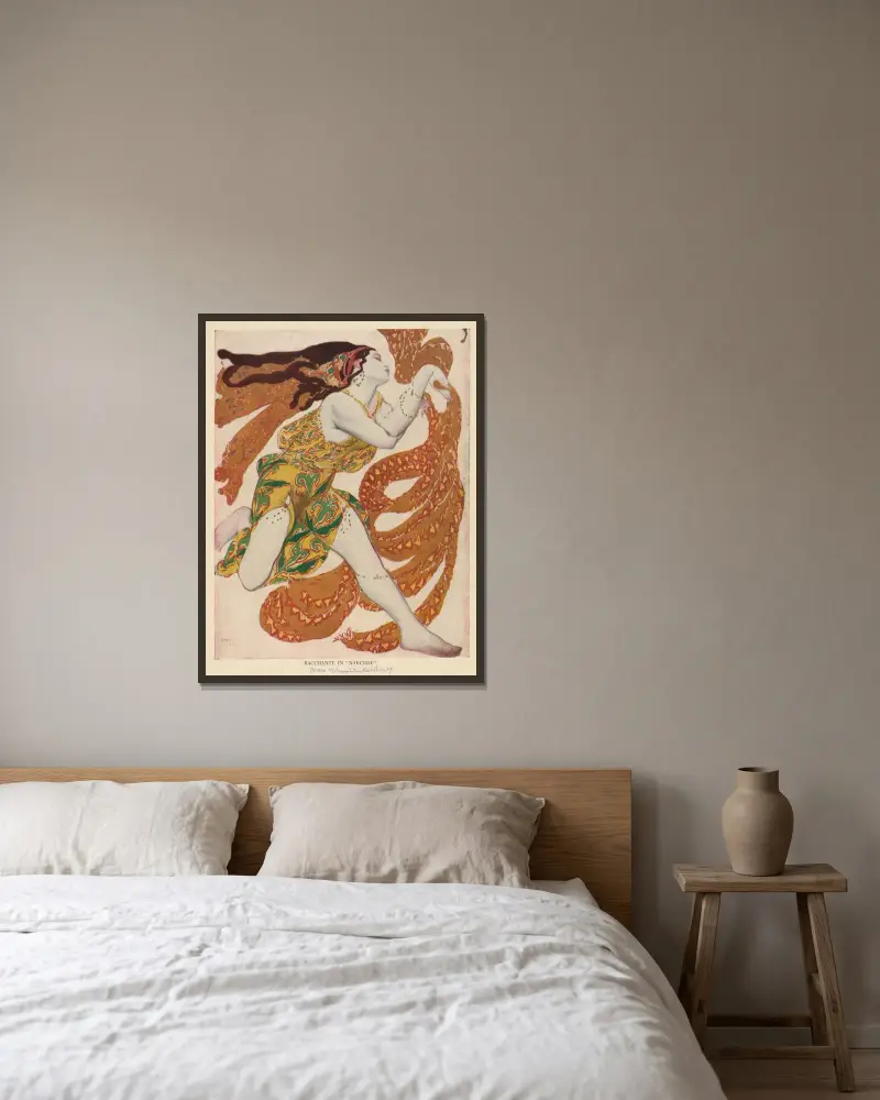 Bacchante in ‘Narcisse’ av Léon Bakst inramad på en vägg