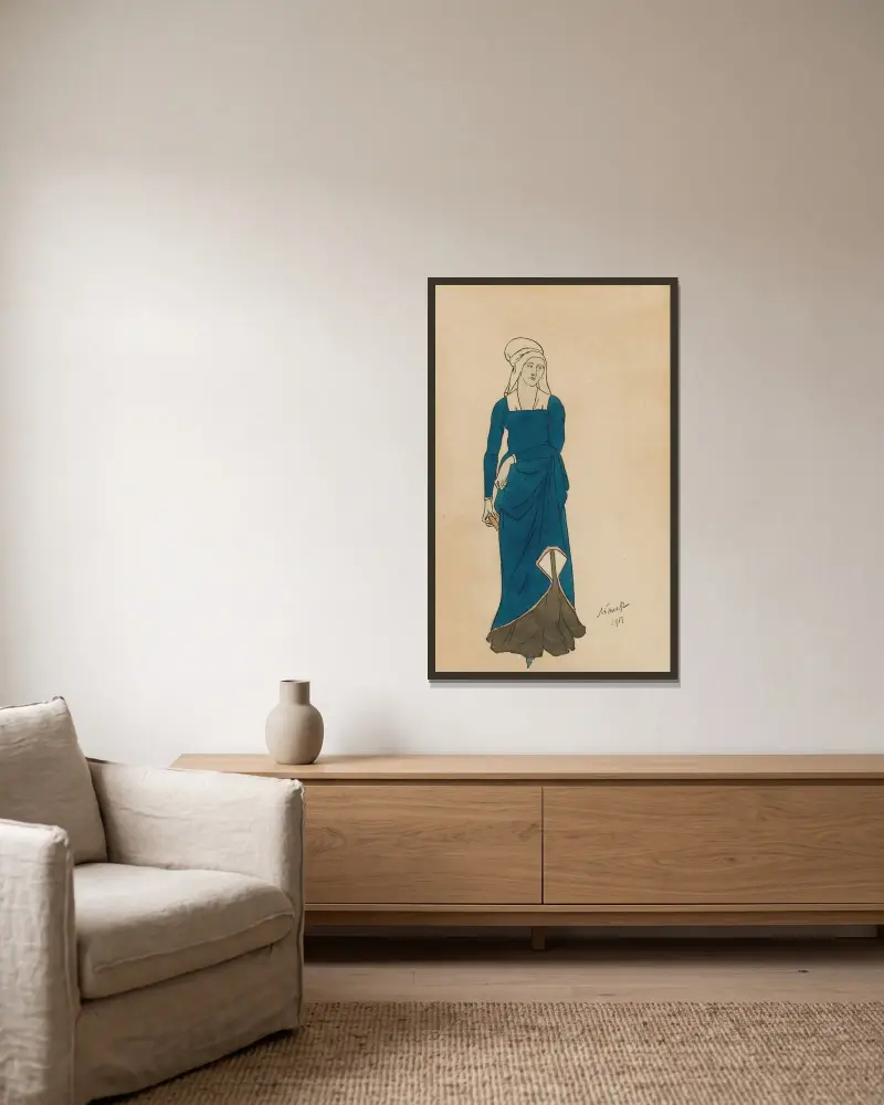 Kostymdesign för Don Juan av Léon Bakst inramad på en vägg