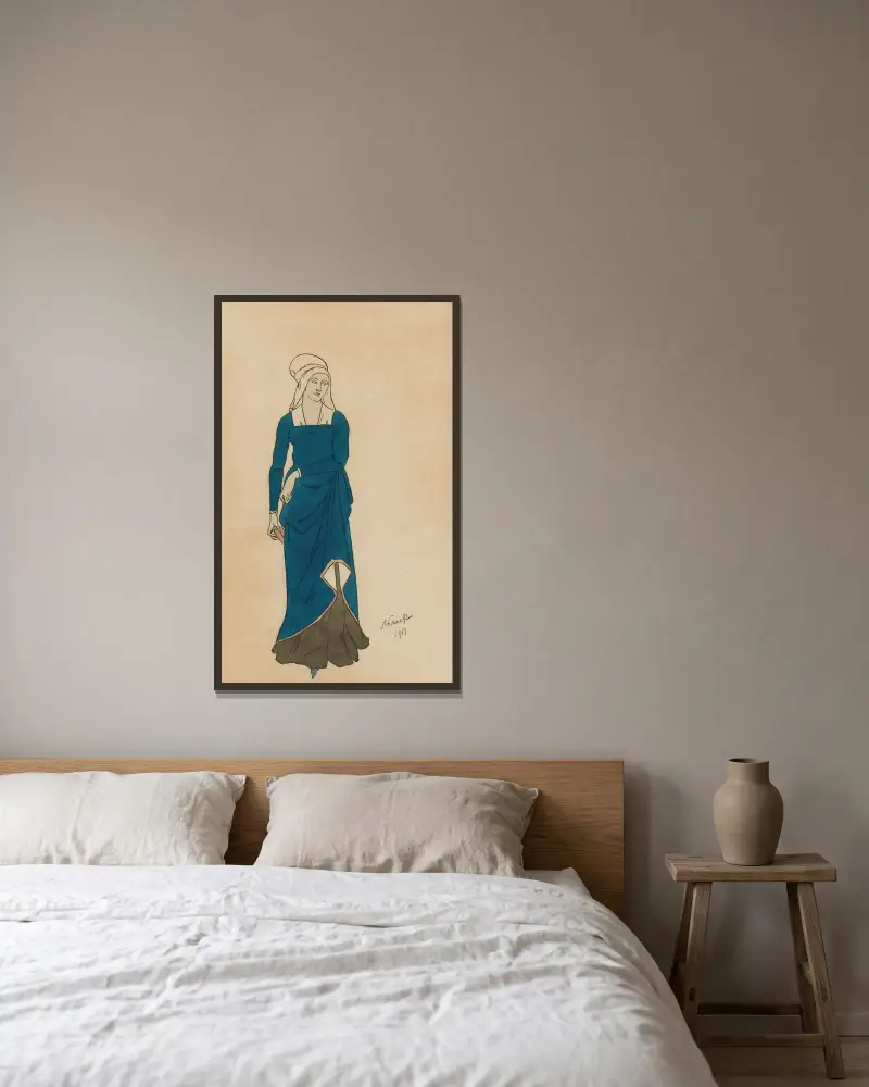 Kostymdesign för Don Juan av Léon Bakst inramad på en vägg