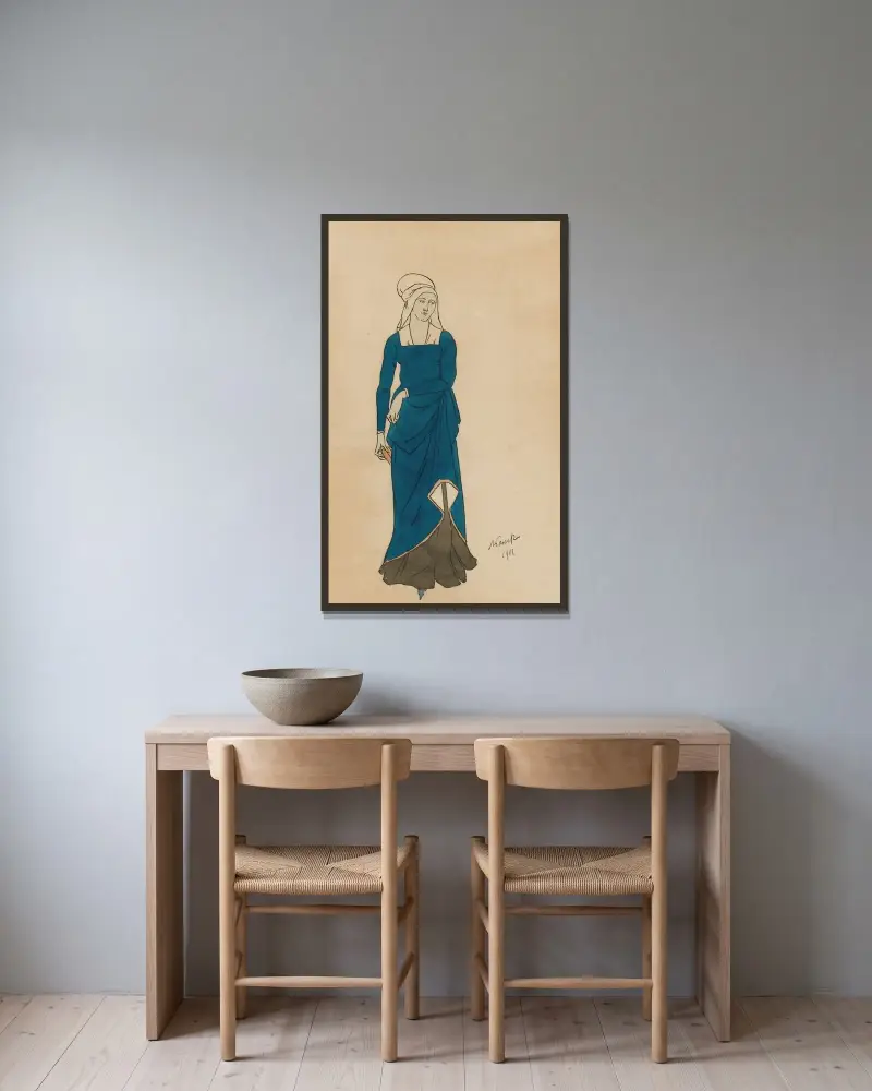 Kostymdesign för Don Juan av Léon Bakst inramad på en vägg