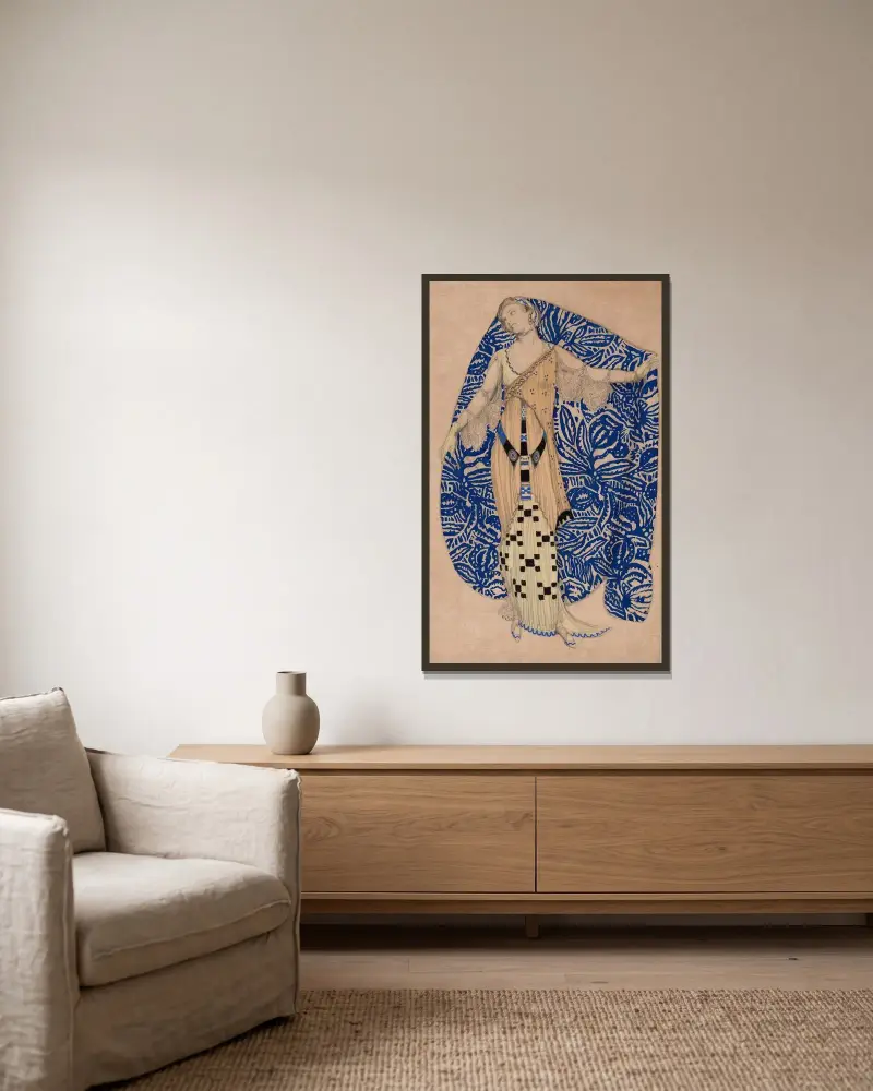 Fantaisie sur un costume moderne, Dioné av Léon Bakst inramad på en vägg