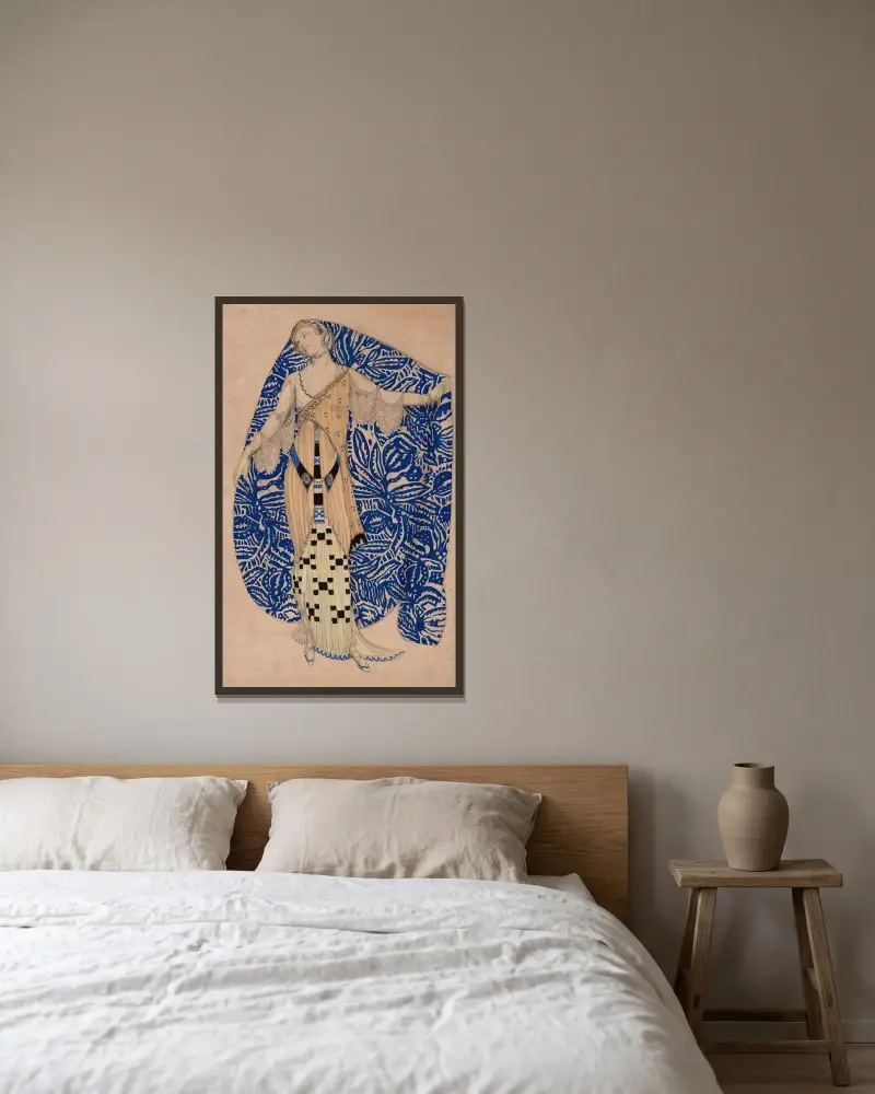Fantaisie sur un costume moderne, Dioné av Léon Bakst inramad på en vägg