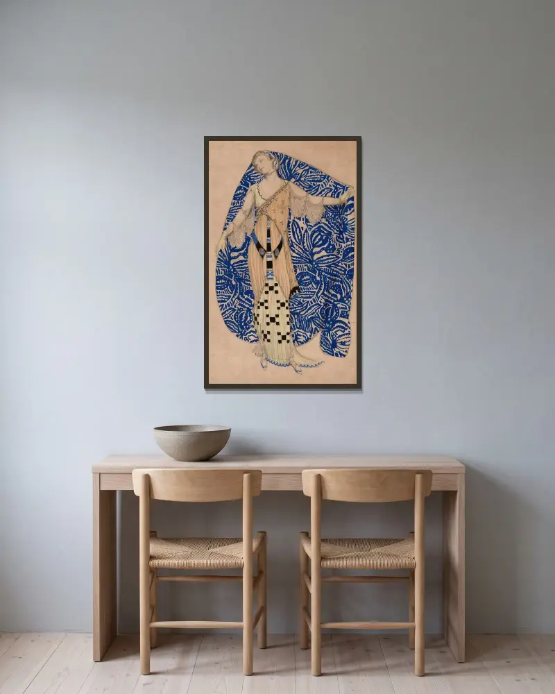 Fantaisie sur un costume moderne, Dioné av Léon Bakst inramad på en vägg
