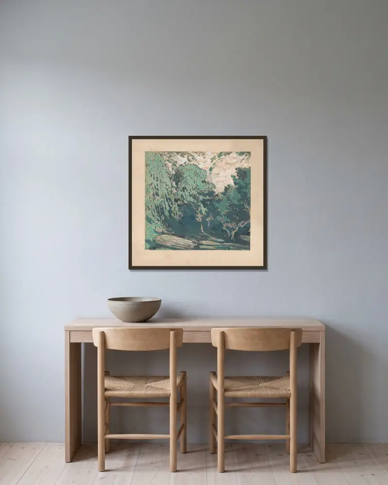 Landskap av Léon Bakst inramad på en vägg