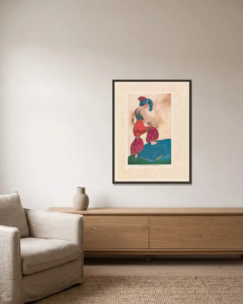 Souvenir Serge de Diaghileff’s Ballet Russe av Léon Bakst inramad på en vägg