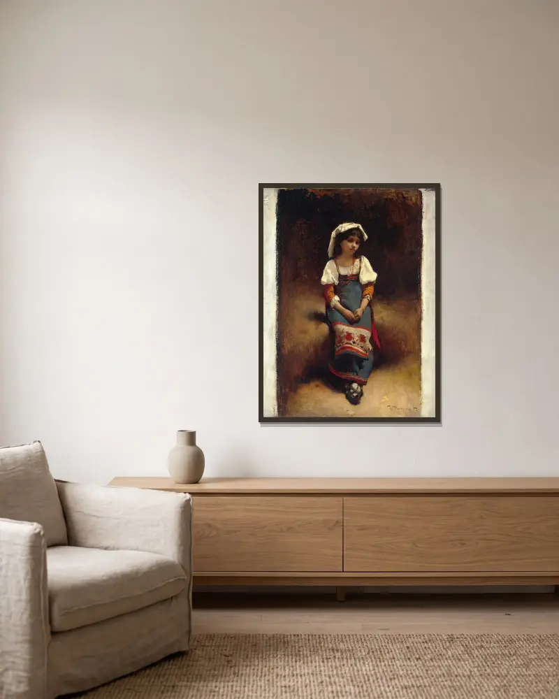 Italian Woman av Léon Bonnat inramad på en vägg