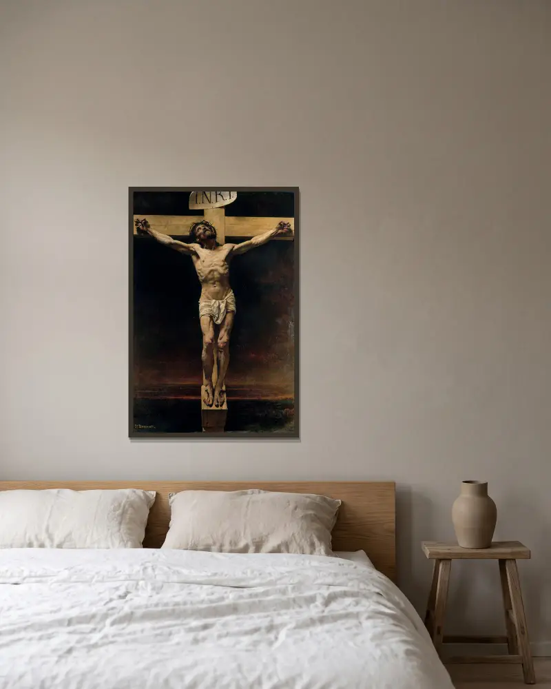 Christus am Kreuz von Léon Bonnat gerahmt an einer Wand