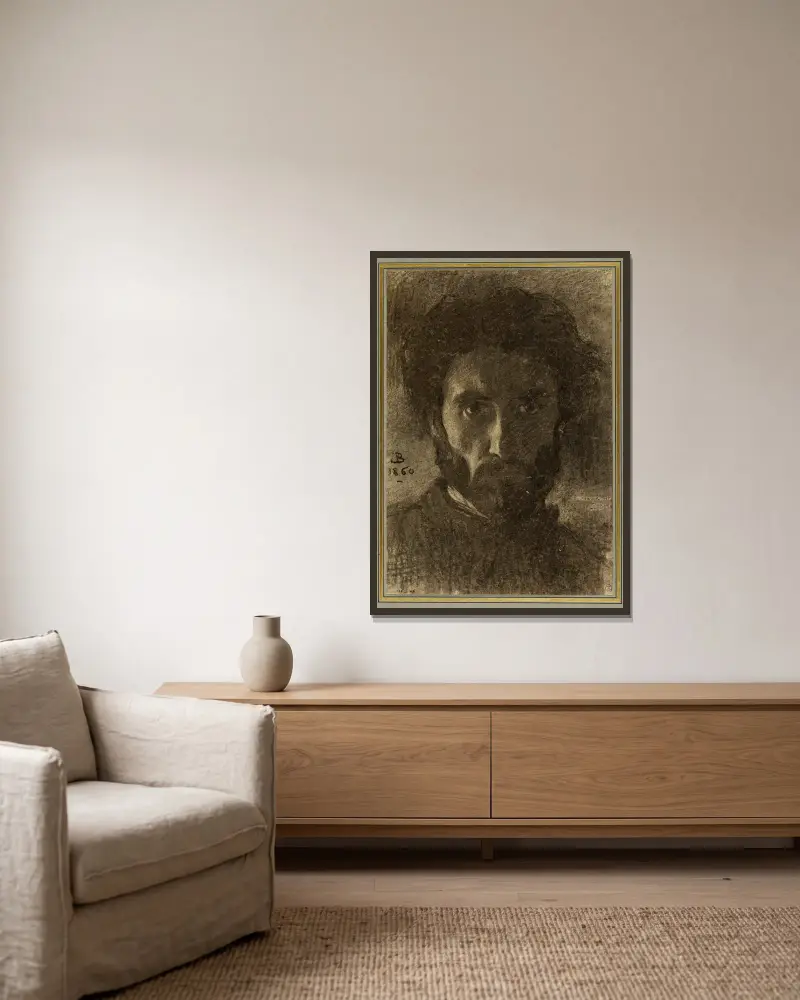 Selbstporträt von Léon Bonnat gerahmt an einer Wand