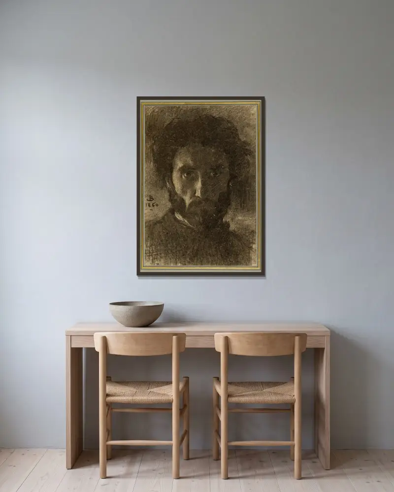 Selbstporträt von Léon Bonnat gerahmt an einer Wand