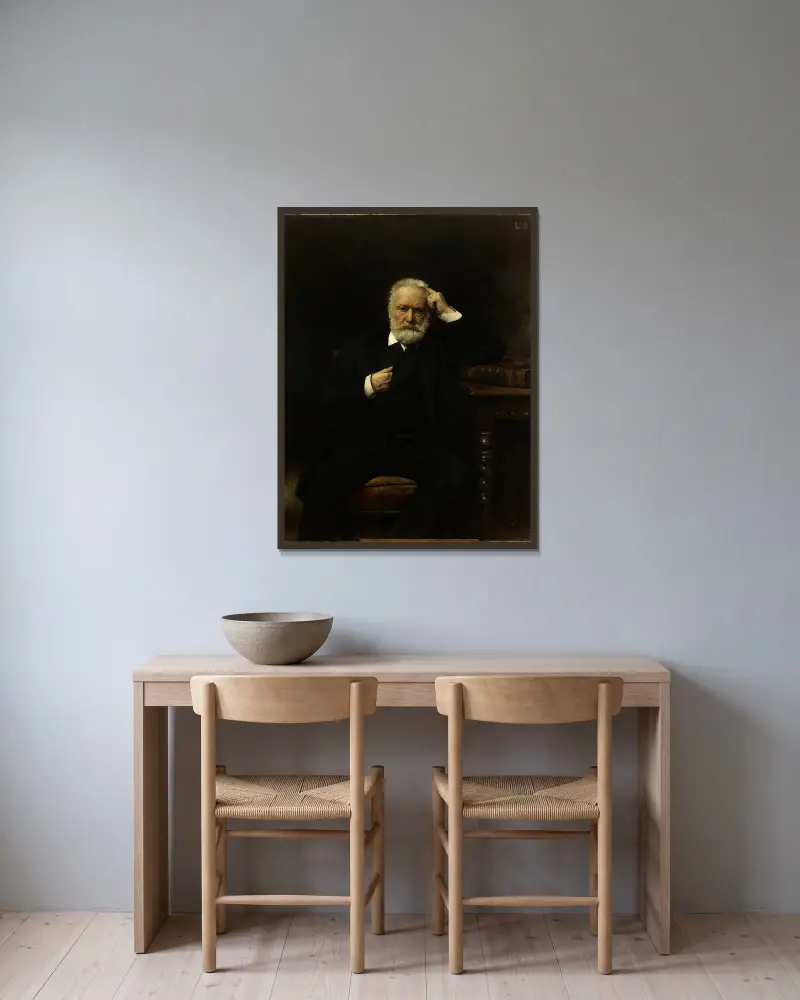 Portrait de M. Victor Hugo av Léon Bonnat inramad på en vägg