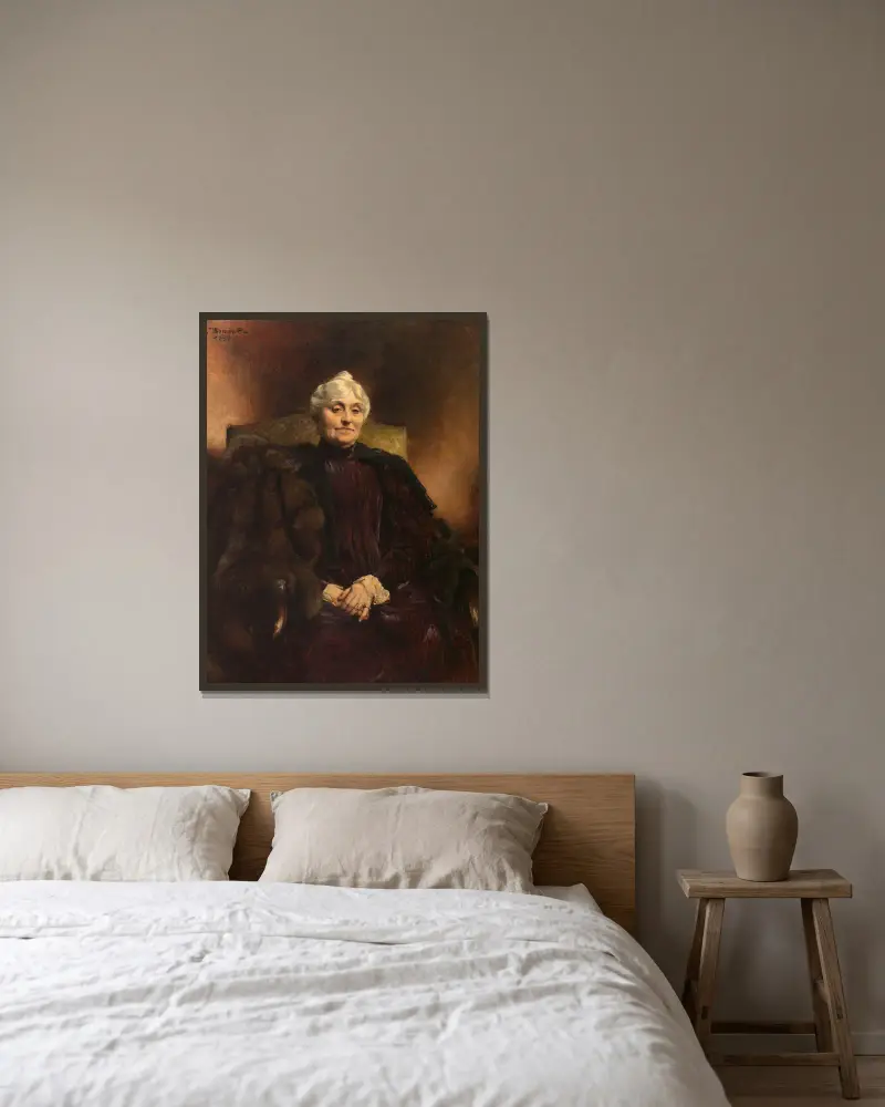 Portrait de Madame Dubernet av Léon Bonnat inramad på en vägg