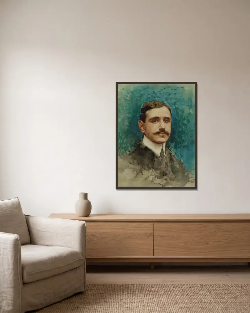Bildnis eines Mannes von Léon Bonnat gerahmt an einer Wand