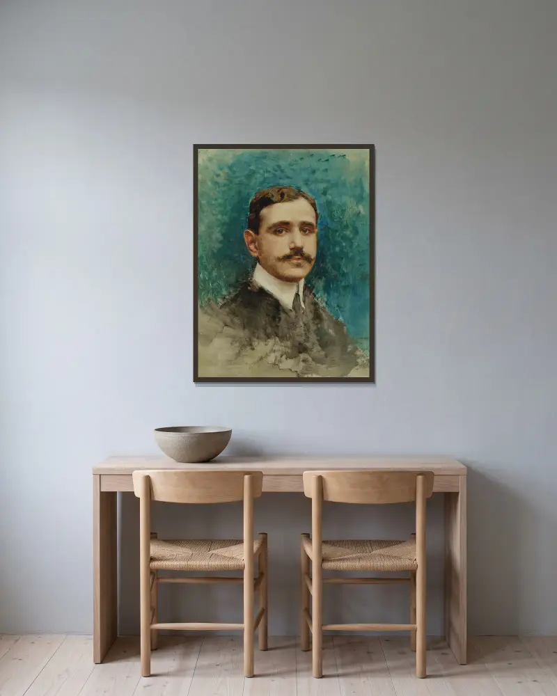 Bildnis eines Mannes von Léon Bonnat gerahmt an einer Wand
