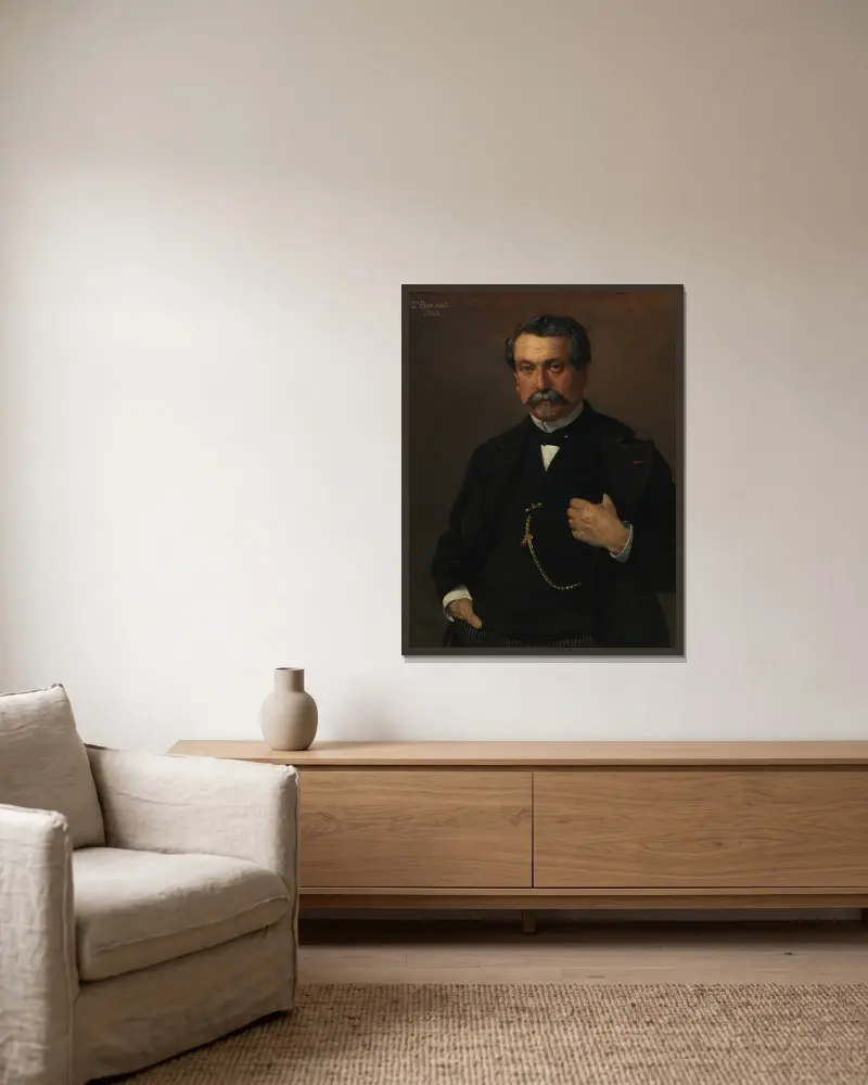 Portrait of a Man av Léon Bonnat inramad på en vägg