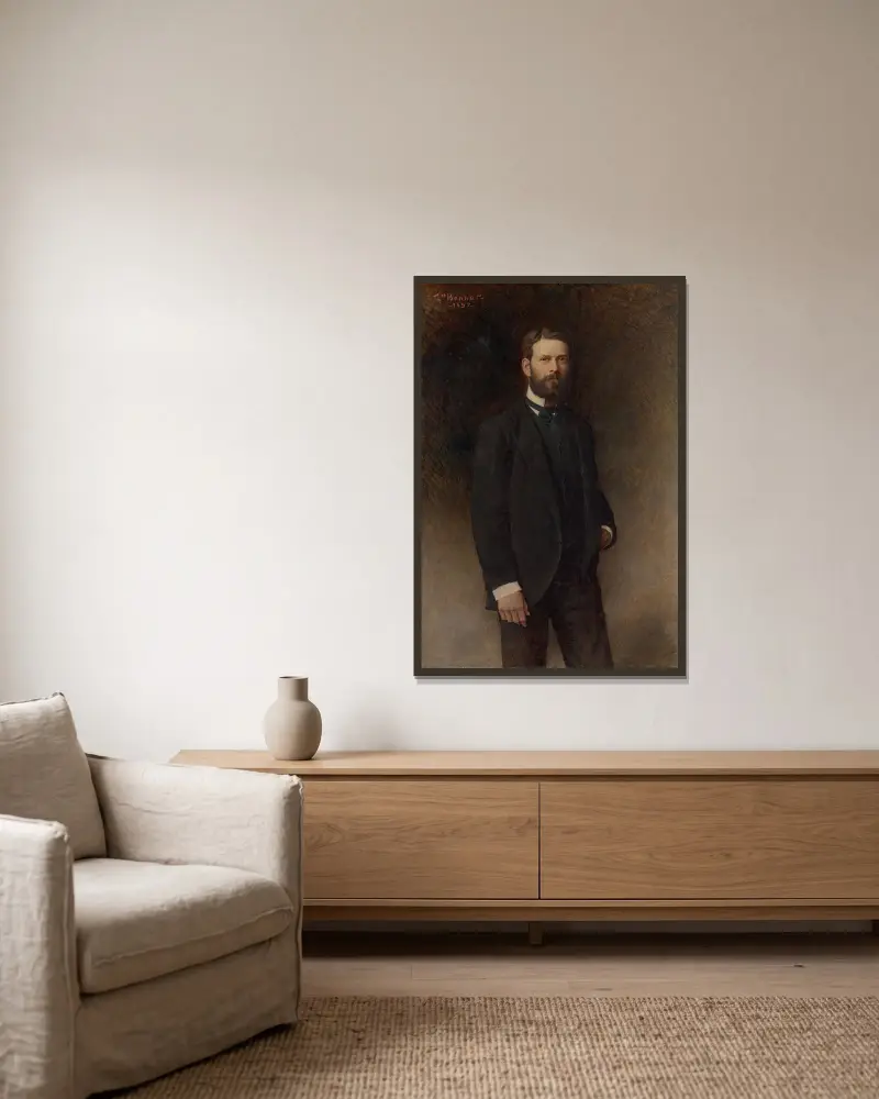 Portrait of Henry Field av Léon Bonnat inramad på en vägg