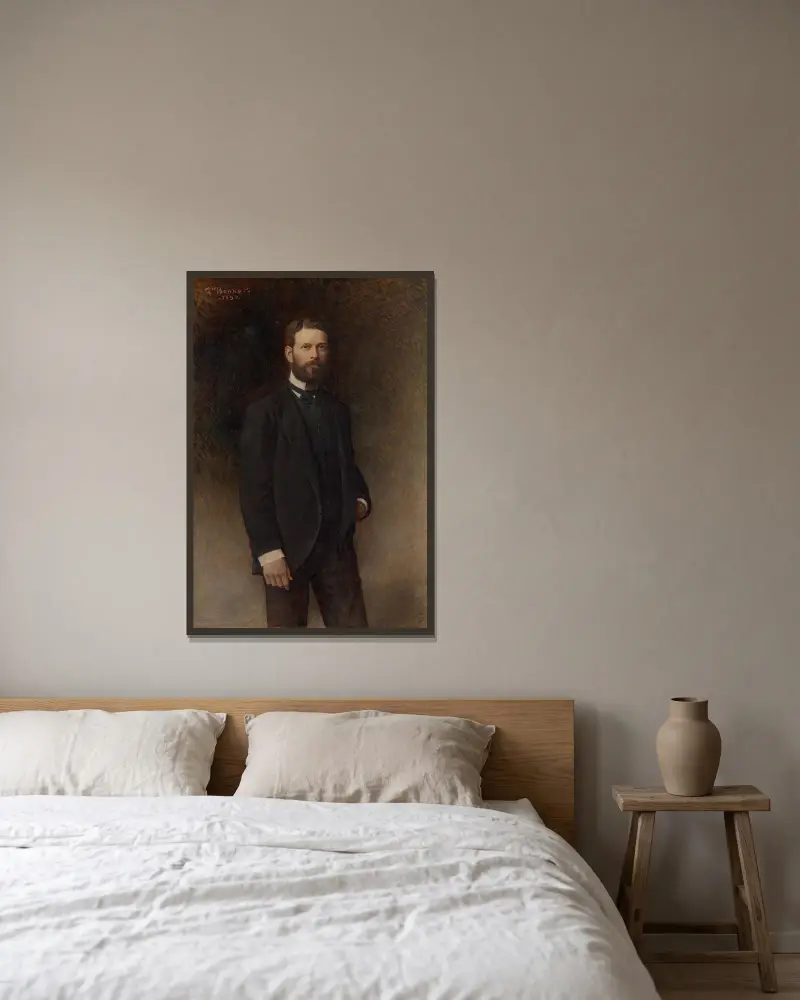Portrait of Henry Field av Léon Bonnat inramad på en vägg