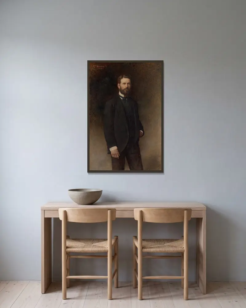 Portrait of Henry Field av Léon Bonnat inramad på en vägg