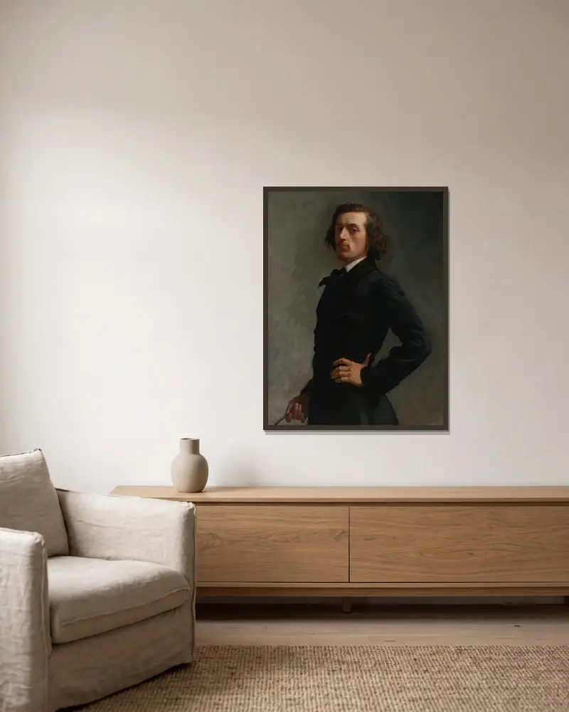 Portrait Of Monsieur Allard av Léon Bonnat inramad på en vägg