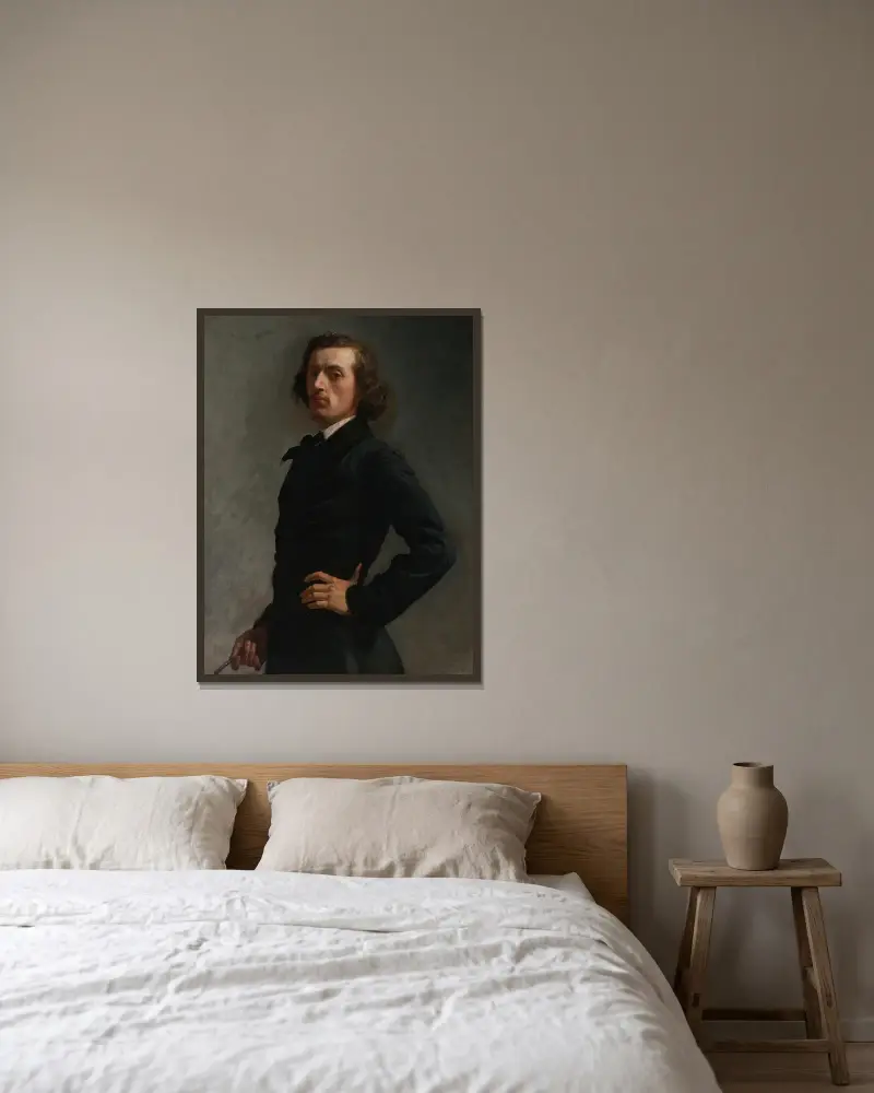 Portrait Of Monsieur Allard av Léon Bonnat inramad på en vägg