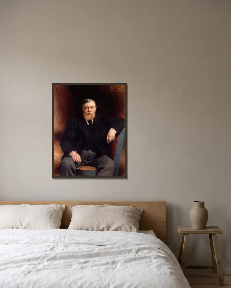 Porträtt av prins Vyatjeslav Tenisjev av Léon Bonnat inramad på en vägg