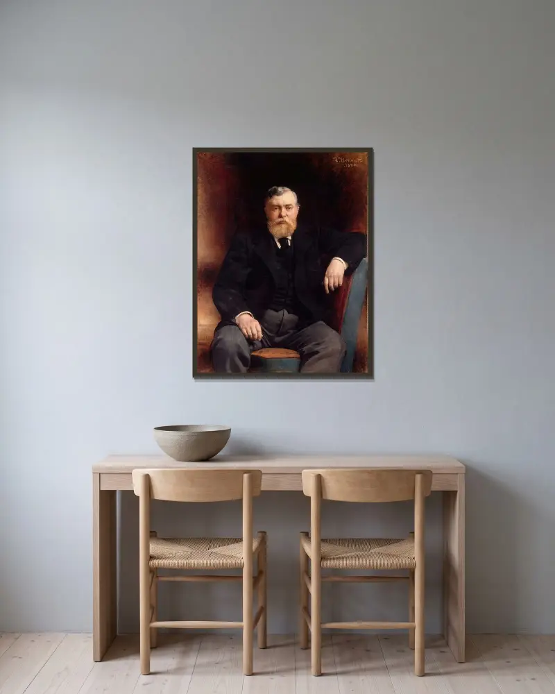 Porträtt av prins Vyatjeslav Tenisjev av Léon Bonnat inramad på en vägg