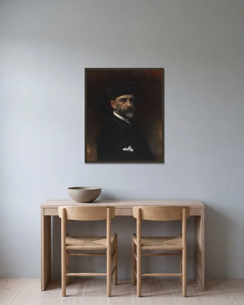 Konstnärens porträtt av Léon Bonnat inramad på en vägg